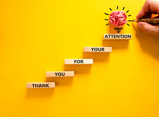 Thank you for attention symbol. Concept words Thank you for your attention on wooden blocks on...