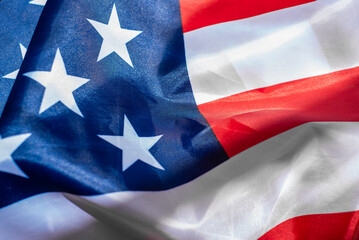 Closeup of american USA flag, stars and stripes, united states of america