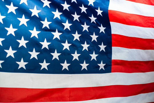Closeup of american USA flag, stars and stripes, united states of america