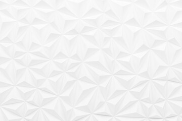 Abstract white low poly paper material background with copy space 3d render