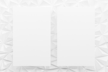 Abstract white low poly background with copy space 3d render