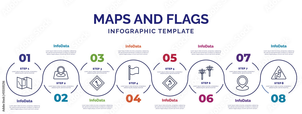 Poster infographic template with icons and 8 options or steps. infographic for maps and flags concept. incl