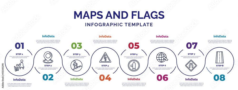 Poster infographic template with icons and 8 options or steps. infographic for maps and flags concept. incl