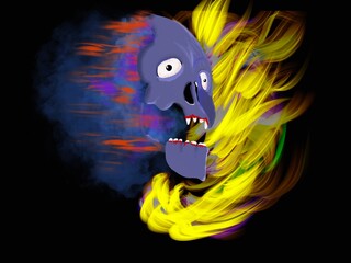 Smoking skull on fire