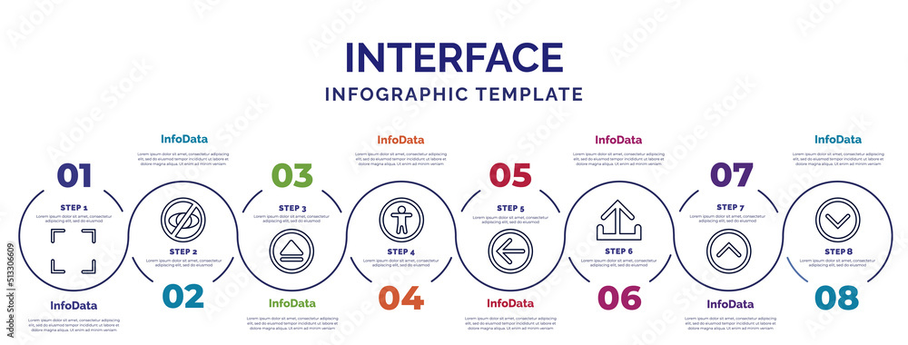 Aufkleber infographic template with icons and 8 options or steps. infographic for interface concept. included 