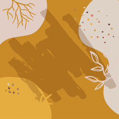 Square banner background of creative minimalist hand draw illustrations floral outline lily pastel beige Scandinavian simple abstract shape for wall decoration, postcard, brochure, and social media