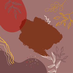 Square banner background of creative minimalist hand draw illustrations floral outline lily pastel beige Scandinavian simple abstract shape for wall decoration, postcard, brochure, and social media