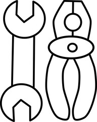 construction tools pliers and wrench isolated on a white background