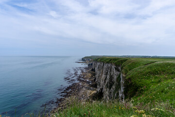 landscape view of the cliffs at Flamborough Head on the North Sea coast of England