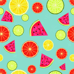 bright juicy summer vector pattern bright summer banner, horizontal poster, hat for website or social networks