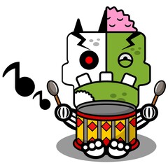 cartoon character costume vector illustration
zombie bone mascot playing drum