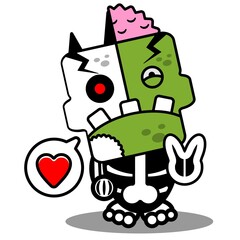 cartoon character costume vector illustration
zombie bone mascot love