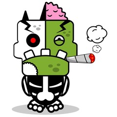 cartoon character costume vector illustration
zombie bone mascot smoking