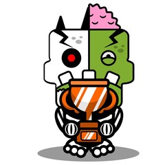 cartoon character costume vector illustration
zombie bone mascot holding trophy
