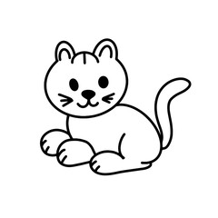 doodle cat black line. Outlined anti-stress coloring page donuts set. Coloring book page for cat and children. Color the set of cat. Coloring pages for preschool kids.