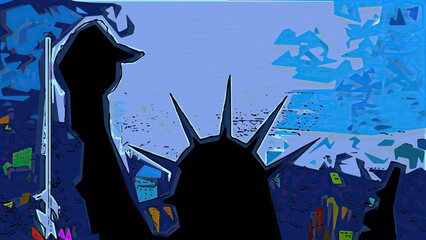 New York Statue of Liberty in a Pop Art Style