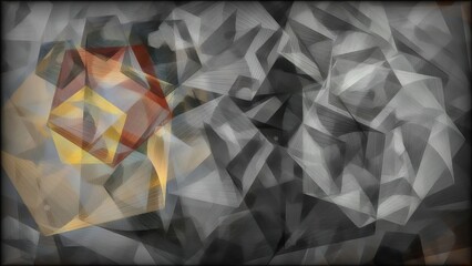 Cubes and triangles hand draw digital art