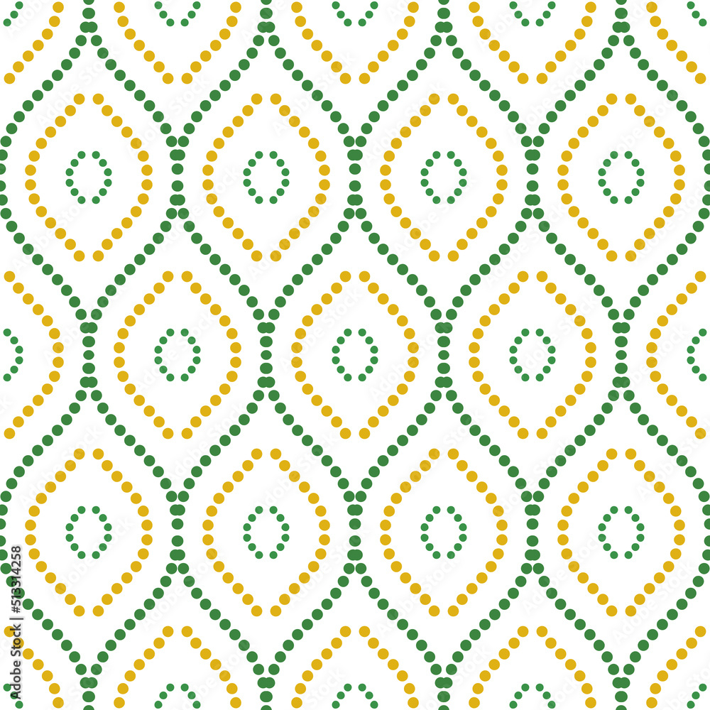 Wall mural seamless vector ornament. modern wavy background. geometric modern dotted golden and green pattern