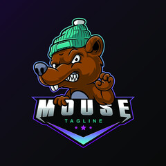 Modern professional mouse logo for sports teams