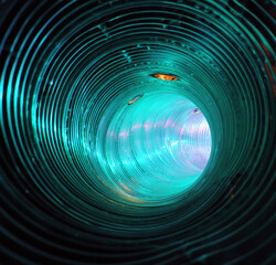 Abstract blue futuristic metallic tunnel