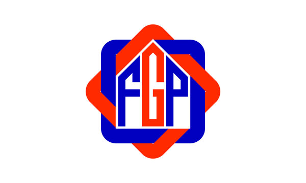 FGP three letter real estate logo with home icon logo design vector template | construction logo | housing logo | engineering logo | initial letter logo | minimalist logo | property logo |