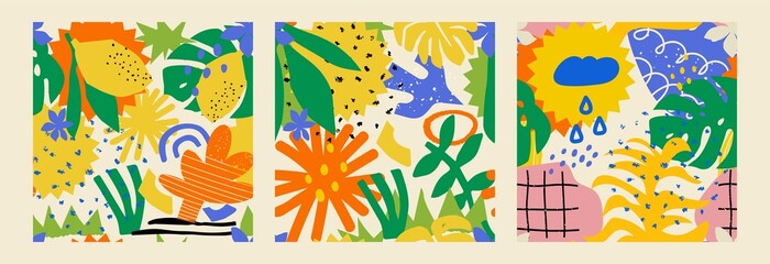 Fototapeta na wymiar Summer, tropical, seamless pattern with simple elements that make this design so exotic and modern. Editable vector illustration
