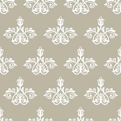 Keuken spatwand met foto Floral ornament. Seamless abstract classicbeige and white background with flowers. Pattern with repeating floral elements. Ornament for fabric, wallpaper and packaging © Fine Art Studio