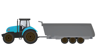 Farmer tractor with trailer. vector