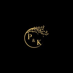PK nature theme logo initial concept with high quality logo design - obrazy, fototapety, plakaty