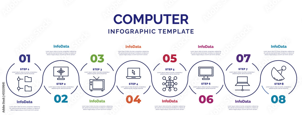 Poster infographic template with icons and 8 options or steps. infographic for computer concept. included c
