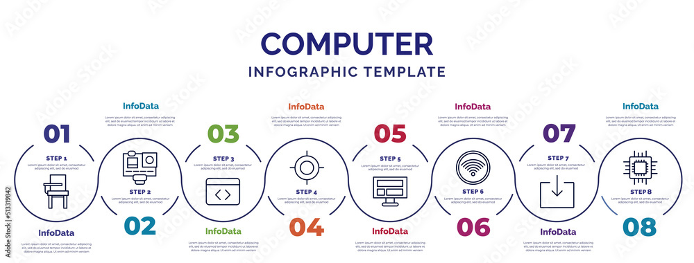 Poster infographic template with icons and 8 options or steps. infographic for computer concept. included s