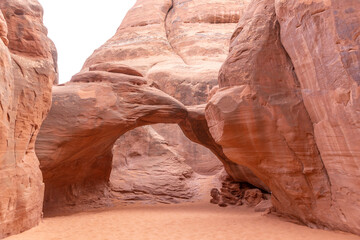 arch in arches national park in the evening