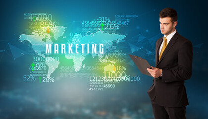 Businessman thinking about market concept