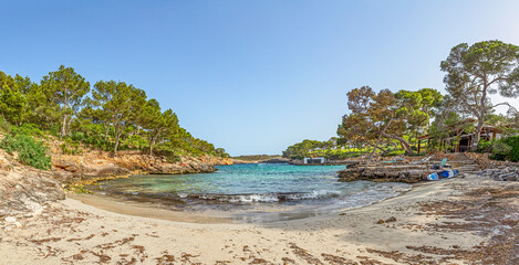 beautiful small beach Cala Mitjana at the east coast of Mallorca