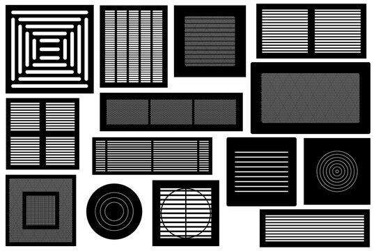 Collection of different ventilations grilles isolated on white