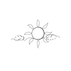 Fototapeta na wymiar Continuous line drawing. The clouds and the sun are shining. summer, weather, nature. illustration icon vector