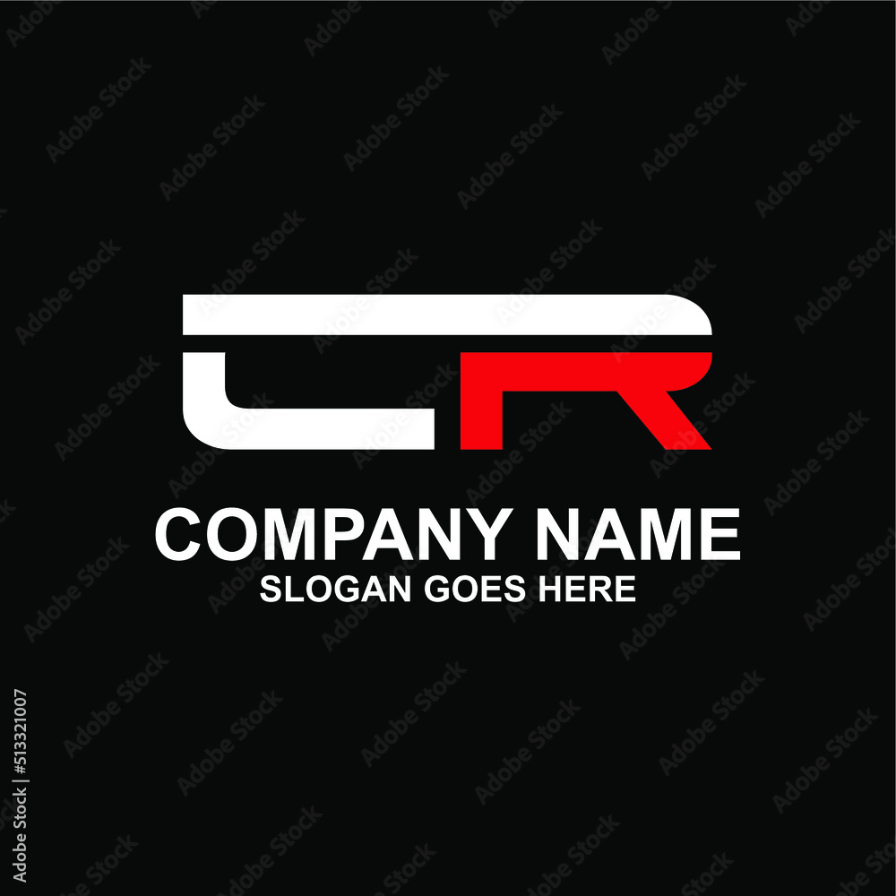 Poster minimalist abstract initial letter cr logo. this icon incorporate with two abstract letter and recta