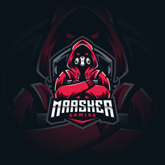 Hoodie Mask Mascot Esport Logo Design Illustration For Gaming clup