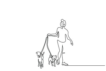 dog pet sitter a person walking the dogs. animal lover walks dogs