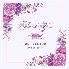 Rose Flower and botanical leaf digital painted illustration