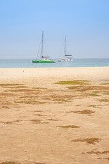 Fototapeta na wymiar Two sailboats on the island of Sal