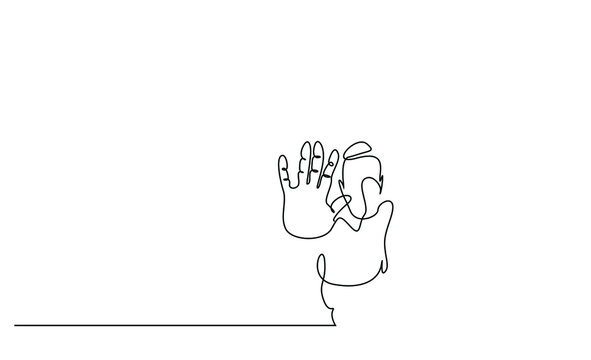 recommend clip art: a person making a stop sign with his hand shows his hand up