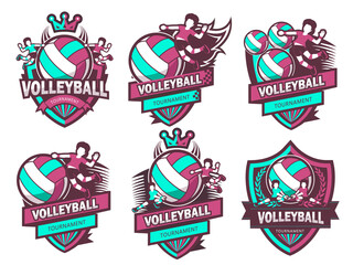 A group of modern Volleyball symbol set
