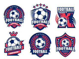 Illustration of modern football logo set
