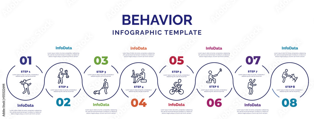 Poster infographic template with icons and 8 options or steps. infographic for behavior concept. included m