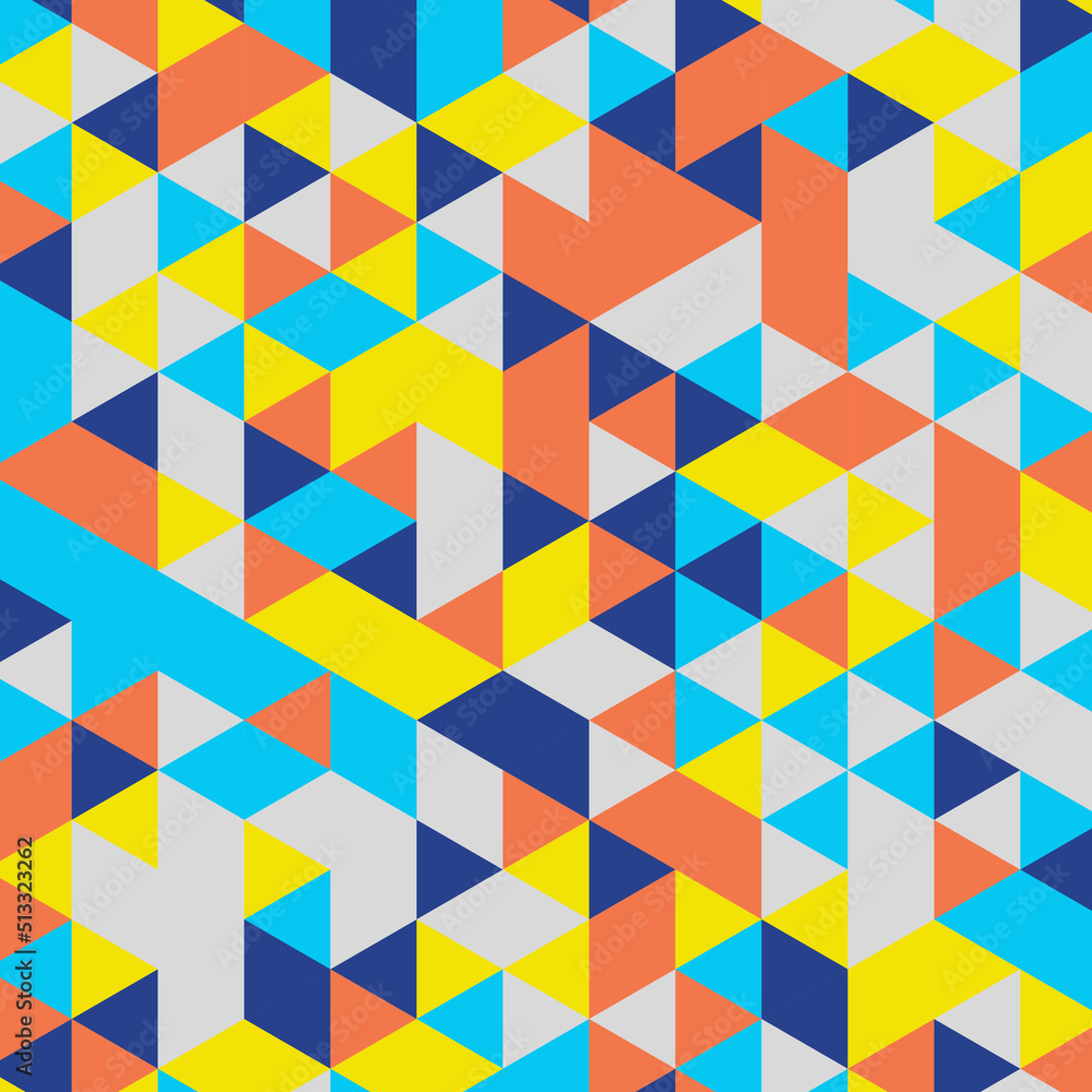 Wall mural Vector abstract geometric cube and triangle angular colorful pattern. Background for layout design and poster.