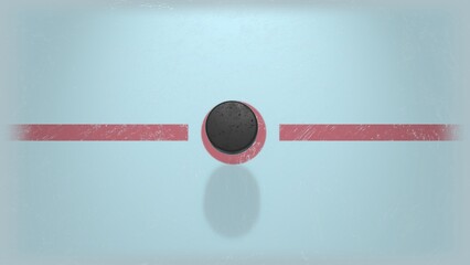 Hockey puck on the ice. Illustration suitable for betting promotion. Hockey concept. 