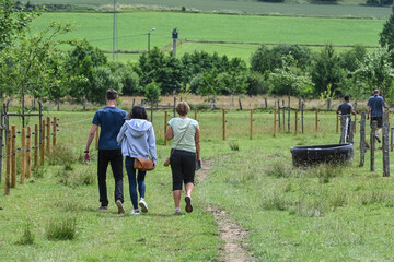 ballade balade promenade promeneur champs Belgique wallonie Ardenne paysage agriculture campagne planète - obrazy, fototapety, plakaty