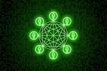  Network networking internet social media sign symbol on binary code background