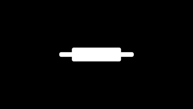 White picture of rolling pin for dough on a black background. dough preparation. Distortion liquid style transition icon for your project. 4K video animation for motion graphics and compositing.